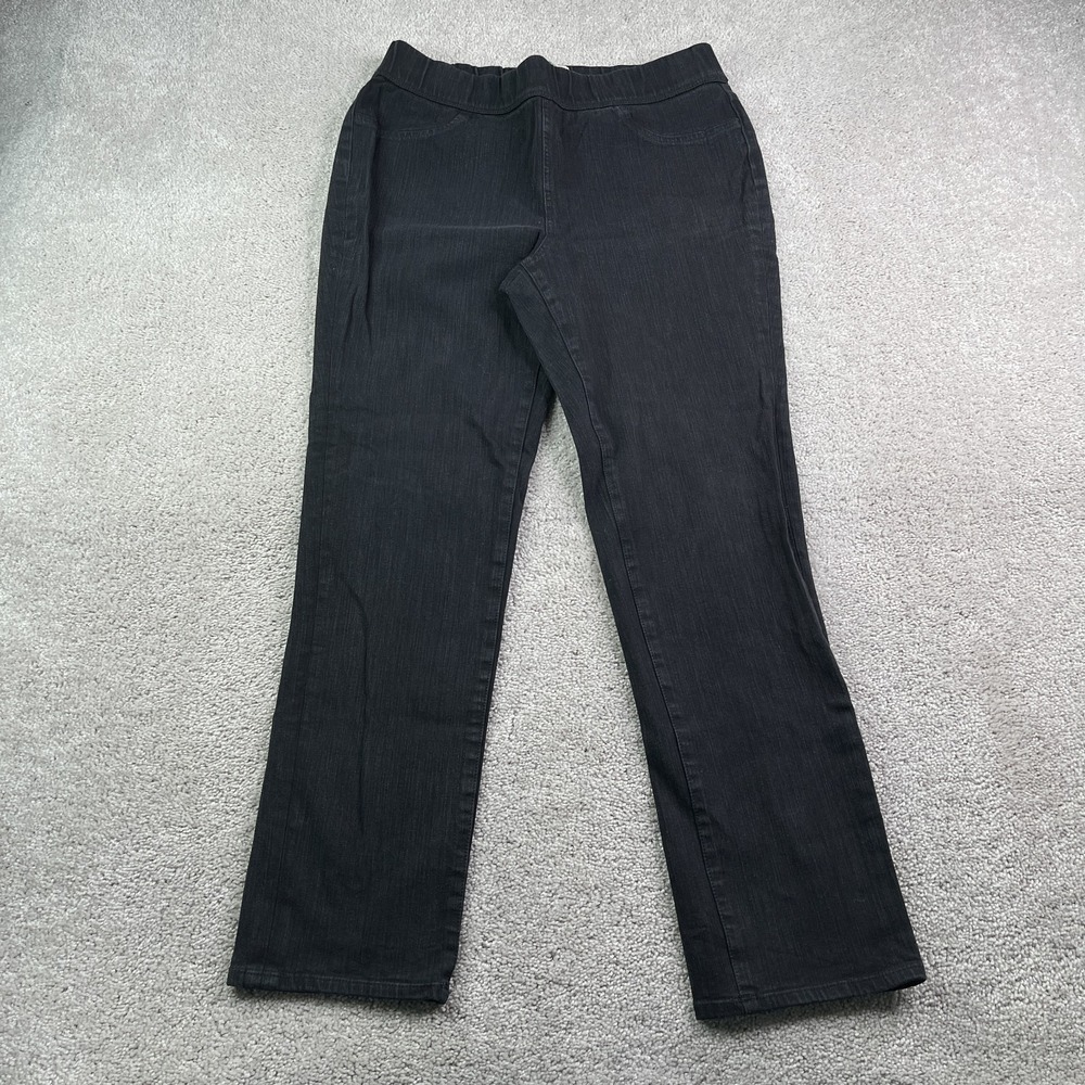 LL Bean Jeans Womens 12 Regular Black Pull On Classic Fit Straight Stretch Denim